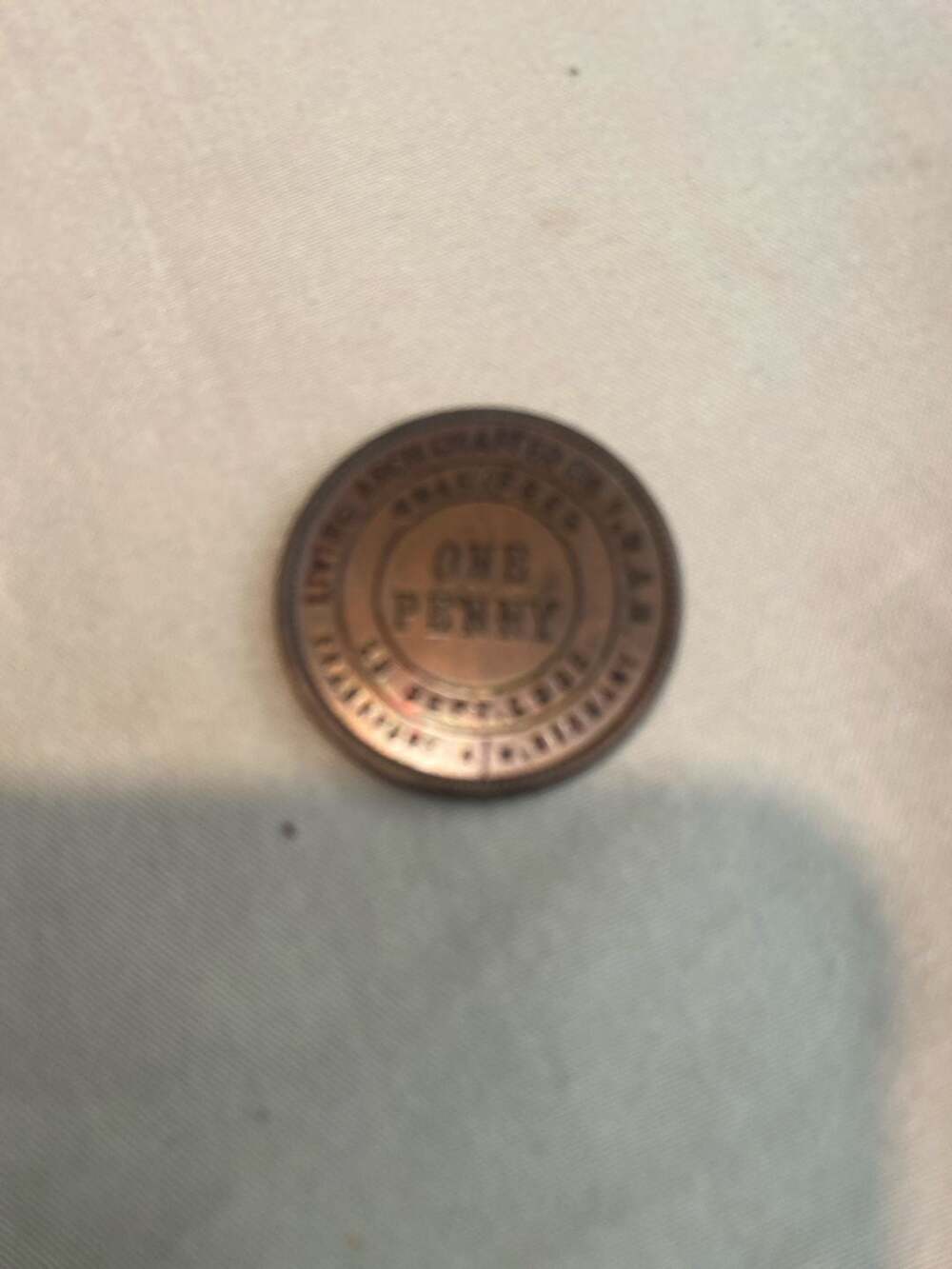 Vintage Royal Arch Masons Chapter No. 1 Masonic One Penny Token